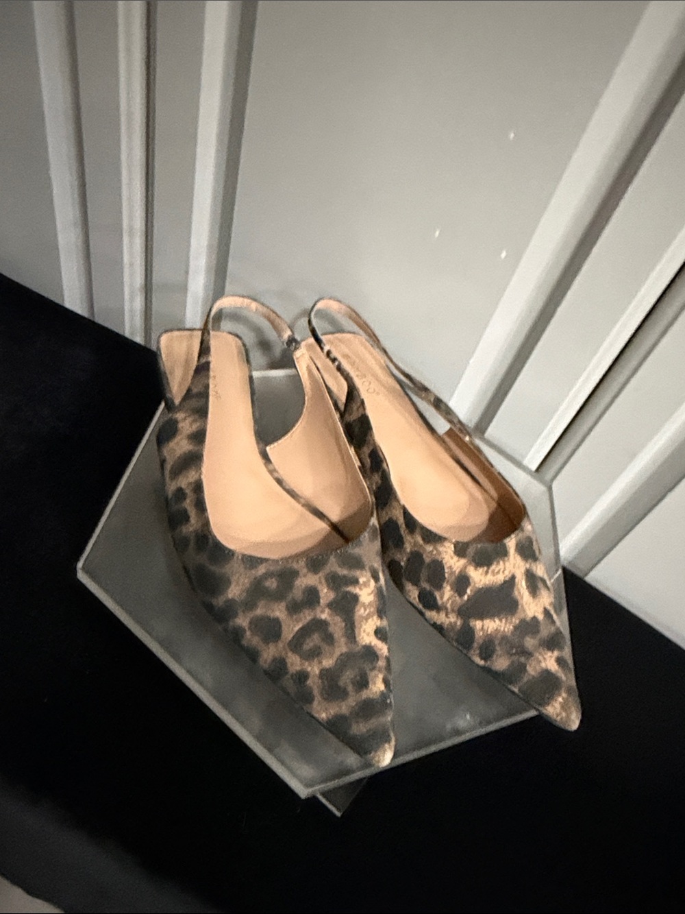 BAMBOO Leopard Print Pointed Toe Slingback Flats - Brown/Black Sz 11W